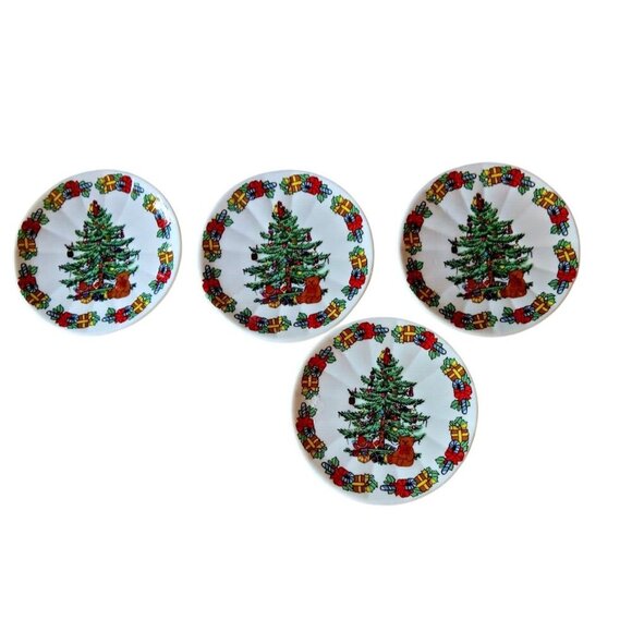 Formalities By Baum Bros Christmas Tree Tea Set & Plates For 4 - Ceramic Holiday - Picture 9 of 13
